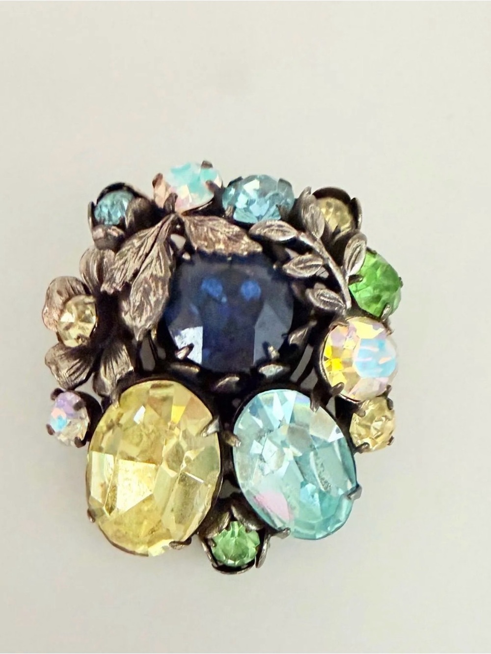 Vintage Mid-Century Multi-Color Pastel Floral Cluster Brooch